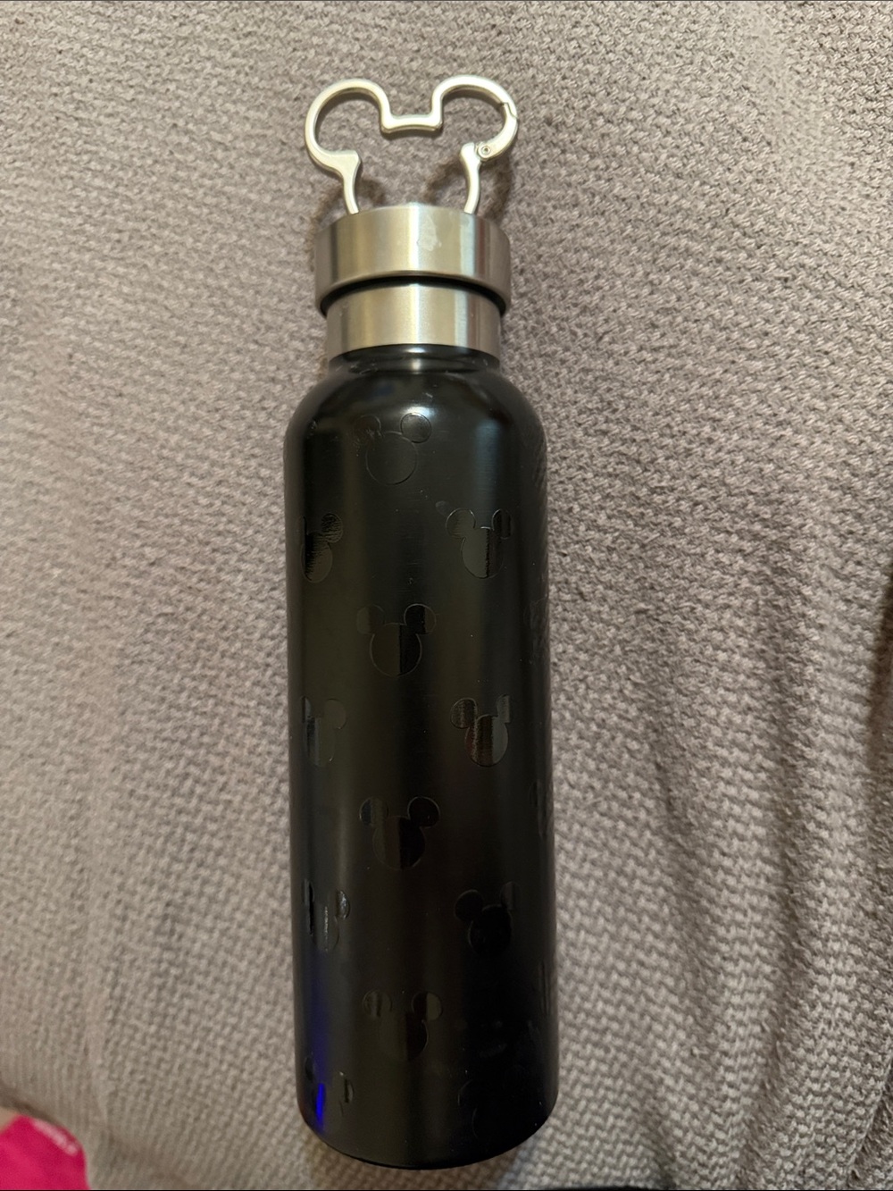 Disney Black Stainless Steel Water Bottle with Mickey Head Handle